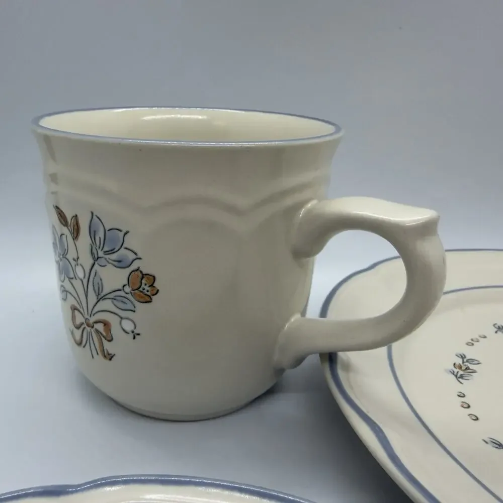 Cordella Collection Bluet Stoneware Coffee Cup Mug Saucer Salad Plate 3Pc Set